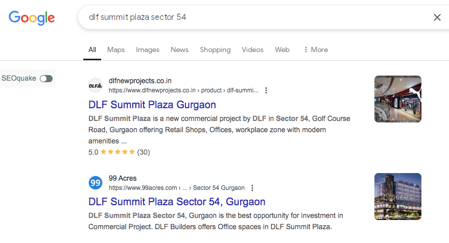 Google Keyword Ranking Screenshot