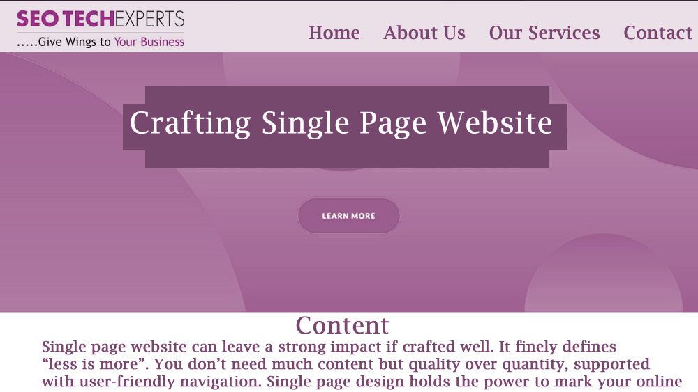 Crafting Single Page Website benifits of singlee page website