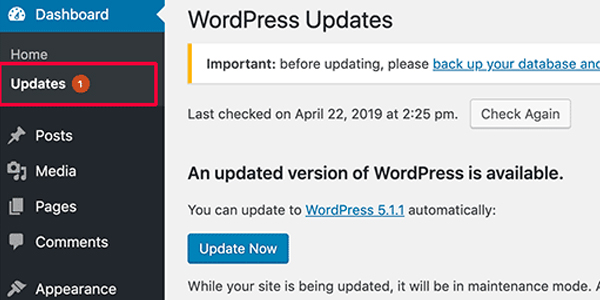 Update your WordPress Update WordPress